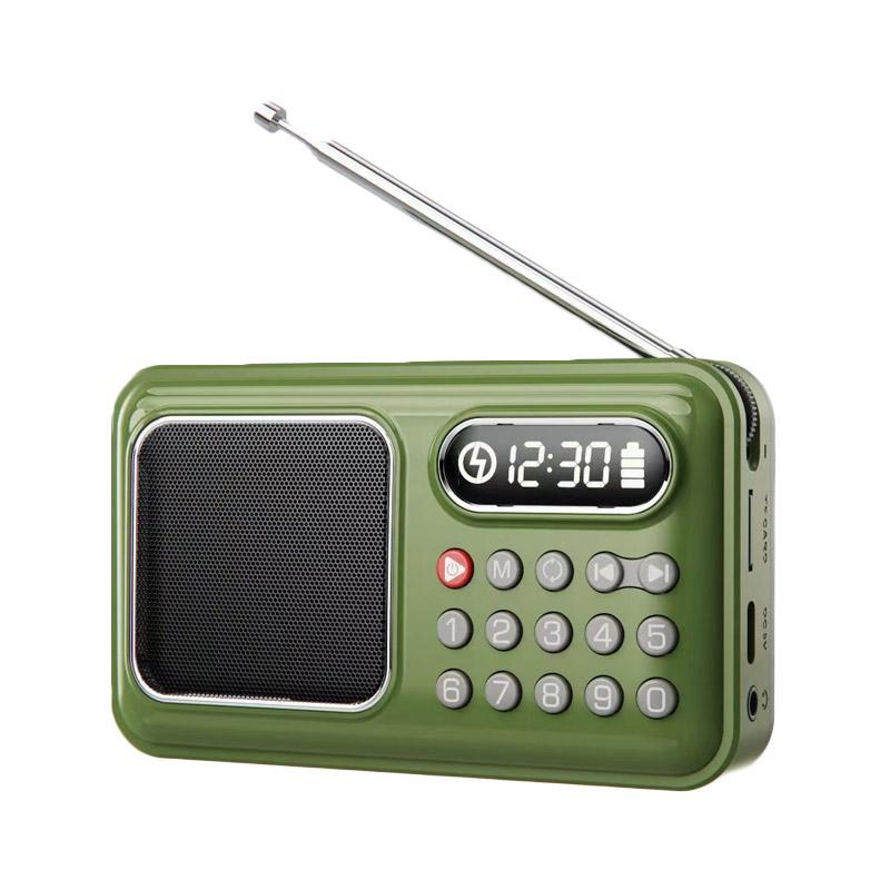 Mini Pocket FM Radio Portable Rechargeable Radios Receiver Wireless Bluetooth Speaker TF Card USB Music Player Power off Memory