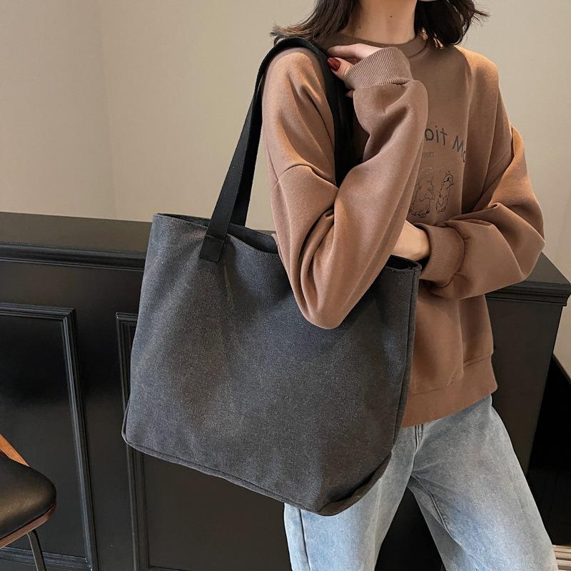 Холщовая сумка большой вместимости, сумка через плечо, ретро сумка-тоут, рабочая, для поездок, для студенток, для занятий, женская