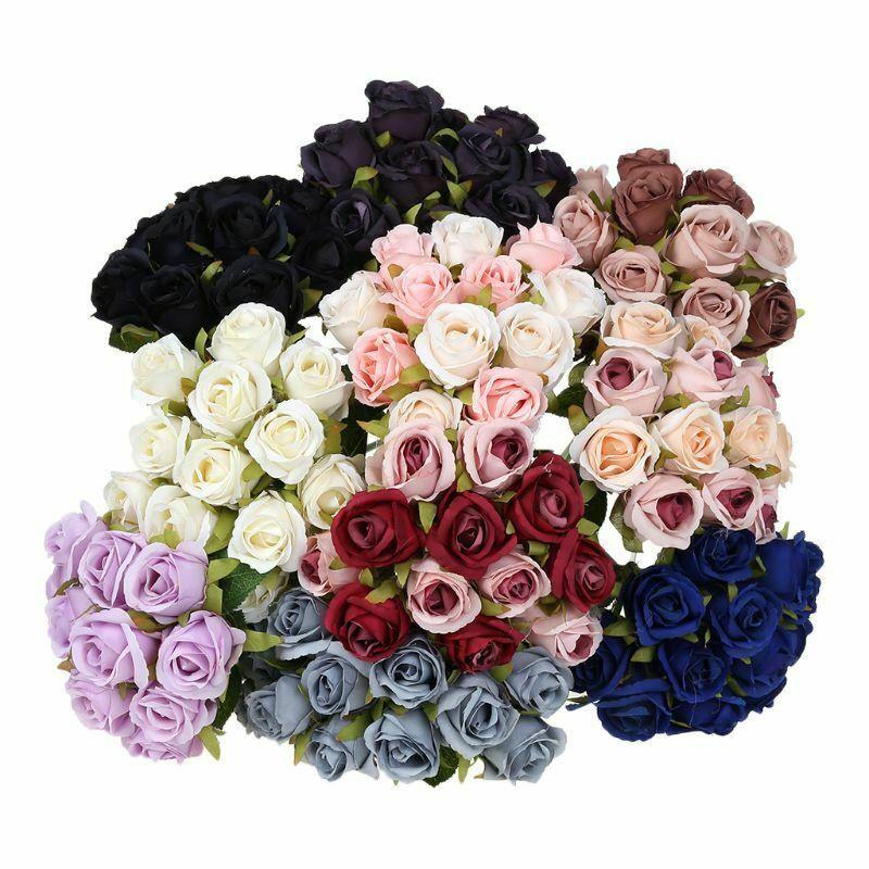 Rose Artificial 12head Bouquet Silk Flowers Wedding Party Home Decoration