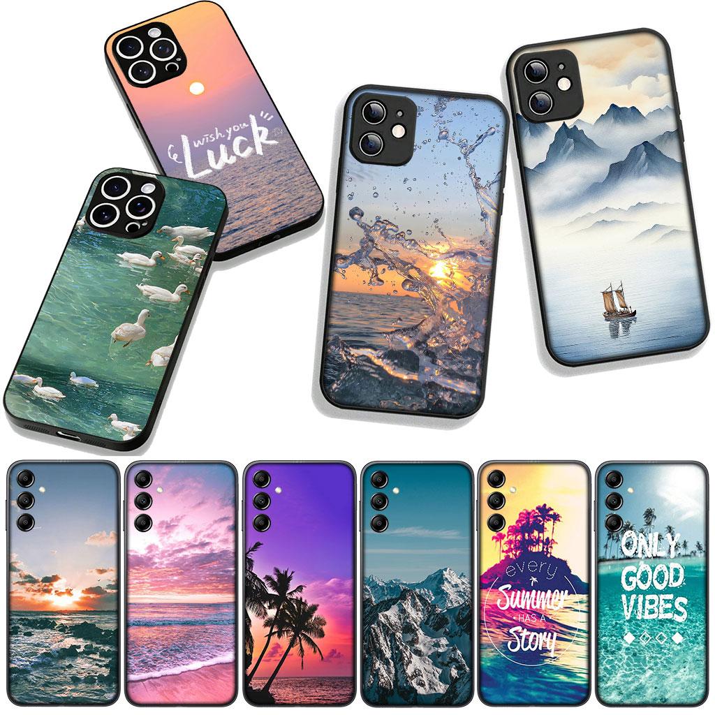 for Samsung Galaxy A25 A37 A57 A12 A14 A50 A51 A70 A71 A72 A21S A04 M15 Note 20 9 8 10 Case Beach Mountain Sea Travel Sand