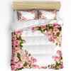 Red Rose Flower Plant White Duvet Cover Bed Bedding Set Home Textile Quilt Cover Pillowcases Bedroom Double Bedding Set No Sheet
