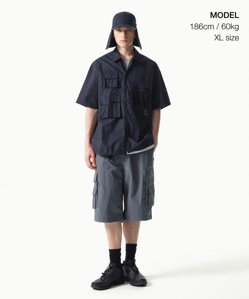 MUSINSA STANDARD [City Leisure] Cn Oversized Multi-Pocket Short Sleeve Shirt [Navy]