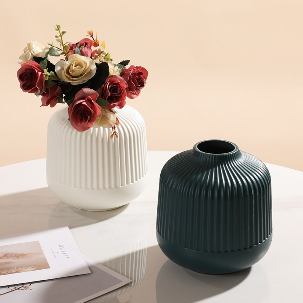 Nordic Creative Vase Home Decor Flower Vases for Homes Wet and Dry Planter Desk Decoration Imitation Ceramic Plastic Crafts