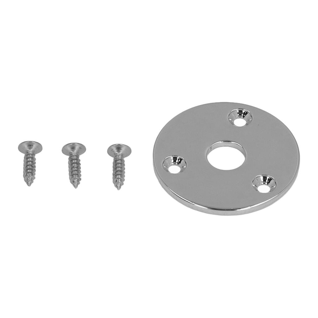 Guitar Jack Socket Plate Round Metal Input Output Cover Replacement Hardware for Bass with Mounting Screws