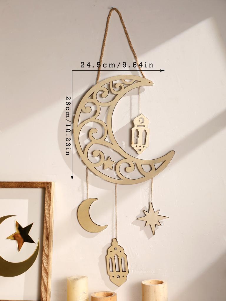 1 шт. Рамадан Луна Звезда Настенные подвески Исламский Пустой Деревянный Декор с Фонариками Праздничный Домашний Декор Рамадан и Ид Настенные Украшения