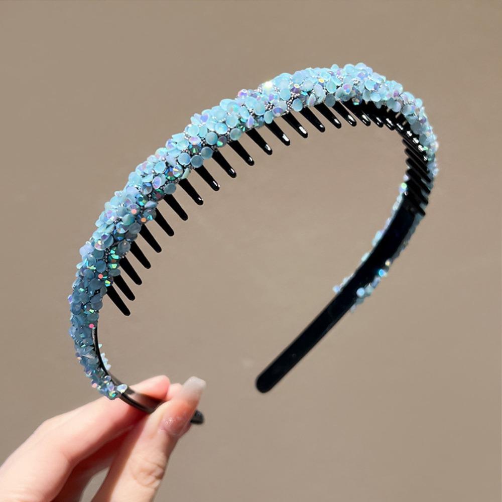 Сладкие стразы Нескользящая повязка для волос Тонкая для умывания Ободок для волос Кристалл Зубчики Повязка на голову Леди