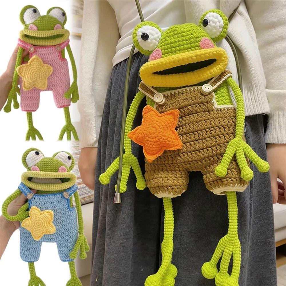 Yarn Crochet Frog Materials Kit DIY Material Bag Crossbody Crochet Purse Birthday Gift