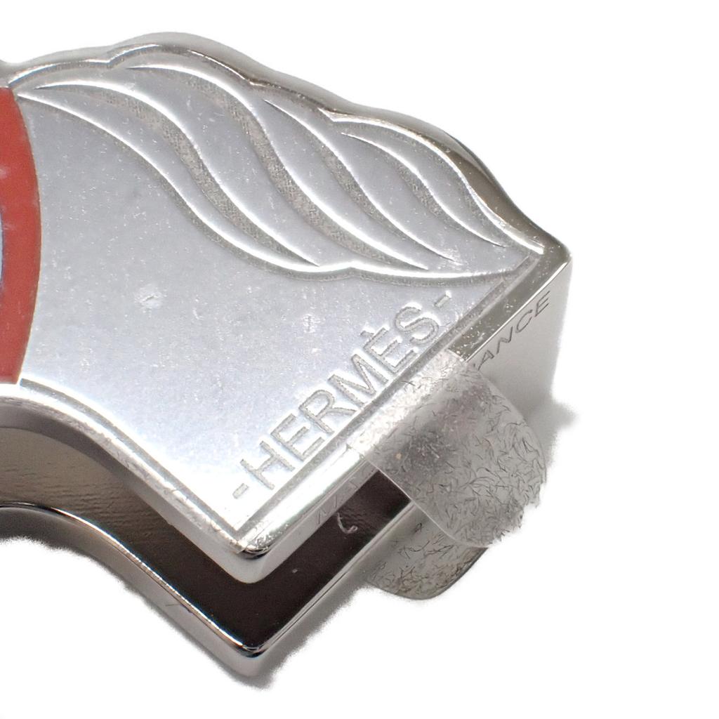 HERMES   Scarf ring Silver/Orange metal Women