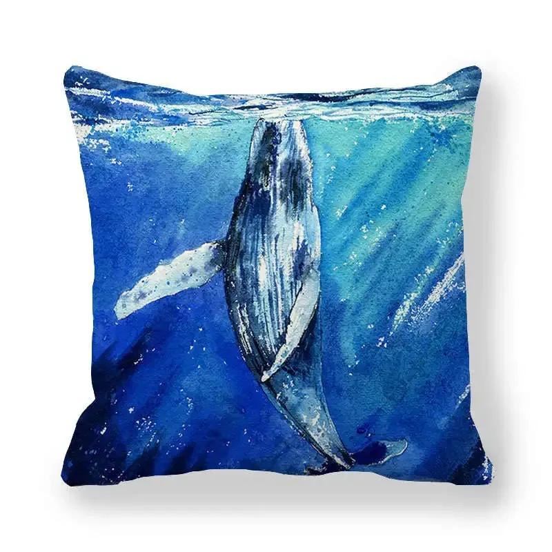 Наволочка из серии акварельных китов для дома, спальни, гостиной, дивана, x наволочка из персиковой кожи