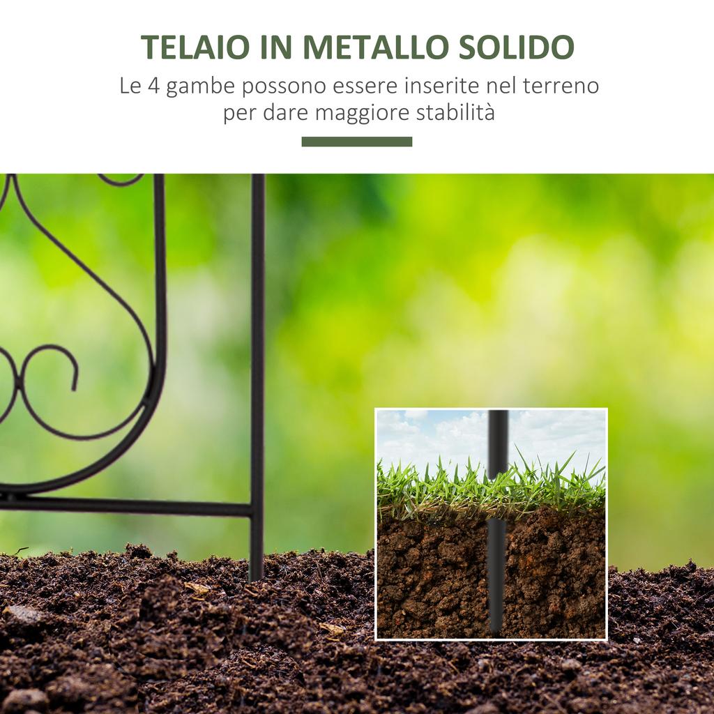 Foldable Vertical Plant Stand with 5 Outdoor Pots in Metal, 82x12.5x150cm, Black