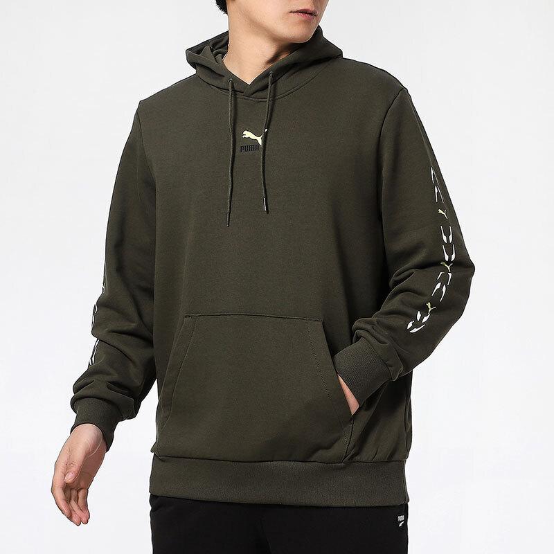 Puma Sports Casual Logo Print Hooded Sweatshirt Men Sweatshirts Dark-Green 531243-70