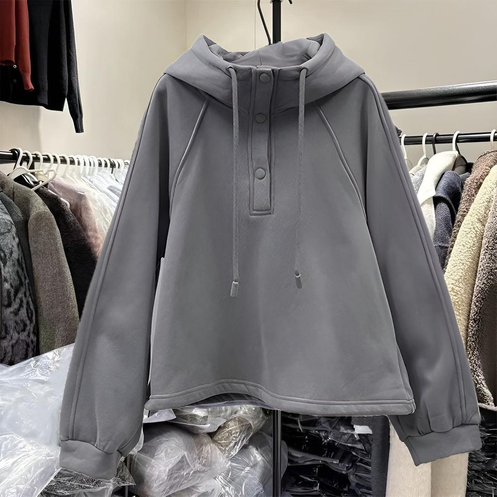 European cotton vest + hooded fleece sweater two-piece set for women's autumn and winter small short thickened coat