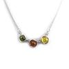[N2812] - Silver Necklace 'Inspiration' 3 Ambers (rhodium-plated) - 8 Mm