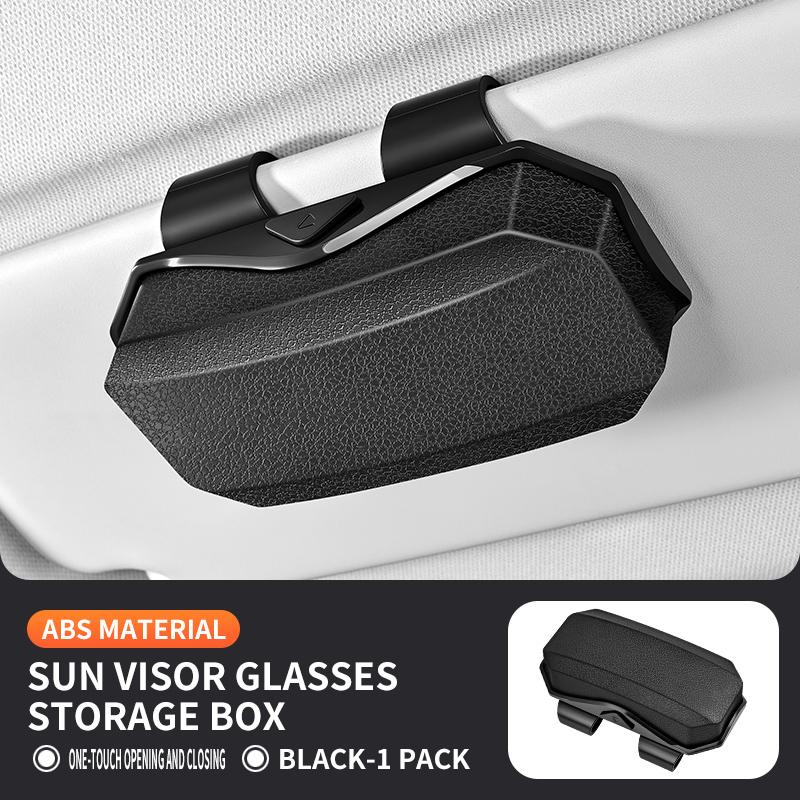 Car Glasses Case With Scratch Resistant Interior, Sun Visor Sunglass Storage Box, Universal Clip Holder For Vehicle Accessory