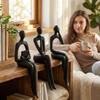 3Pcs Long Leg Abstract Sitting Human Sculpture Set Hollow Reading Thinking Figurine  Office Desk