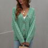 Women's Autumn And Winter Button Solid Color Knitted Cardigan Long Sleeve Sweater
