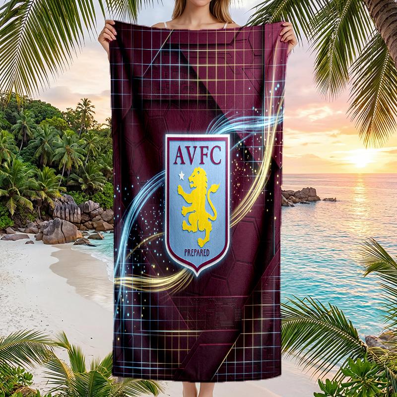 Aston Villa Football Beach Towel Soft Microfiber Summer Towel Quick Dry Absorbent Towel for Beach Swimming Pool Travel