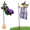 Летающая ведьма Декорация со страшными звуками и светом Хэллоуин Летающая ведьма Декор Метла Колдун Декор для Сада Двора Газона В помещении