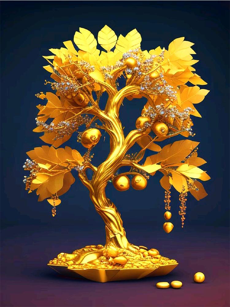 5DDIY Алмазная роспись Денежное дерево Фэнтези Пейзаж Полный Круг Квадратная Мозаика Украшение для дома и гостиной Новый продукт Подарок