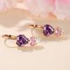 Модные фиолетовые циркониевые серьги-подвески в форме сердца для женщин, золотые серьги-подвески, свадебные украшения для вечеринки, подарок