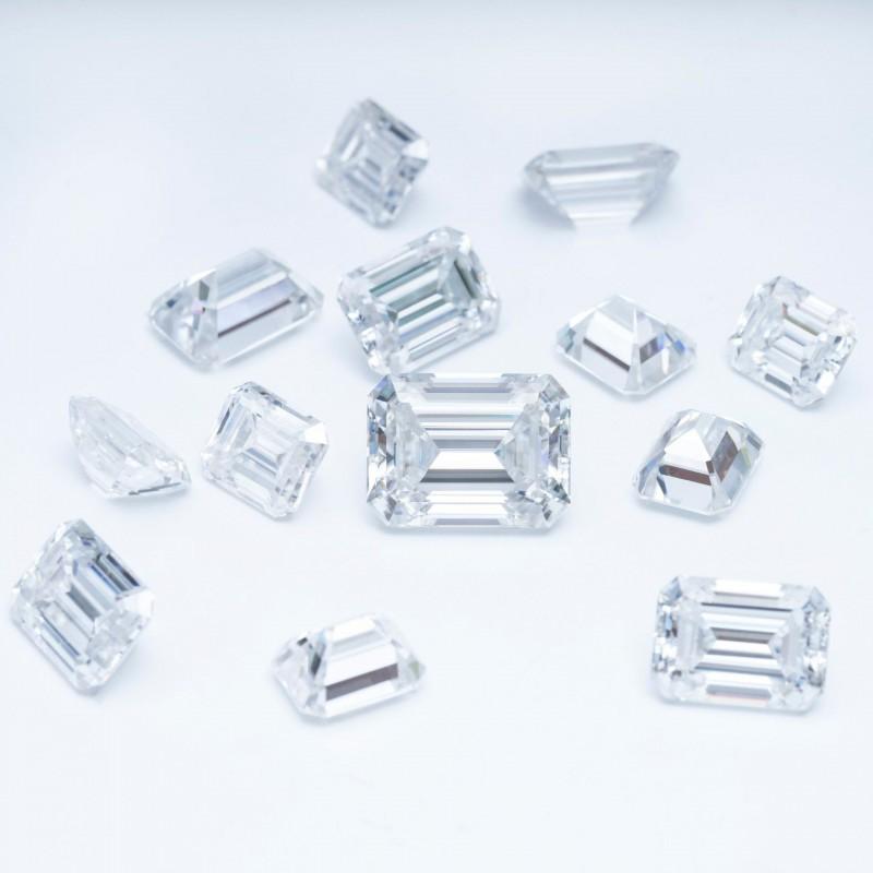Lab Created Moissanite Emerald Cut Loose Stone DF GH Color VVS Clarity Minimalist Necklace Setting