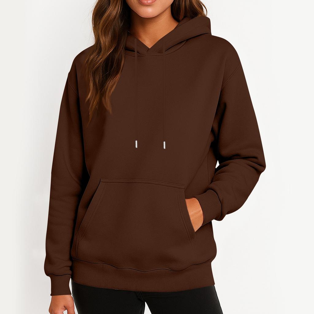 Women's Casual Fashion Sweatshirt Solid Color Hooded Sweatshirt