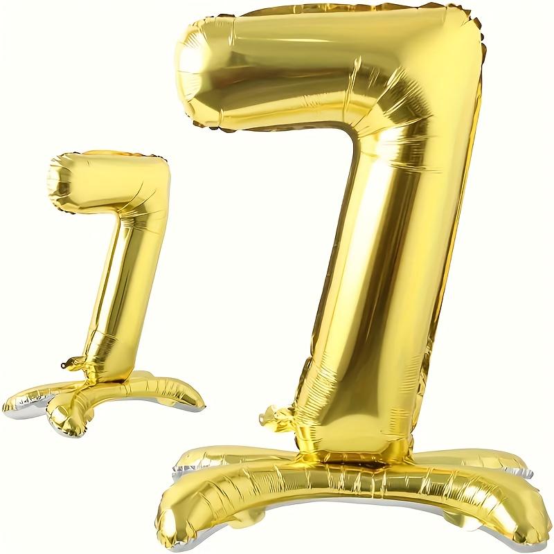 32" Golden Stand-Up Foil Number Balloons 0-9 Shiny Metallic Finish, Perfect for Birthdays, Anniversaries Party & Room Decor, Birthday Balloons