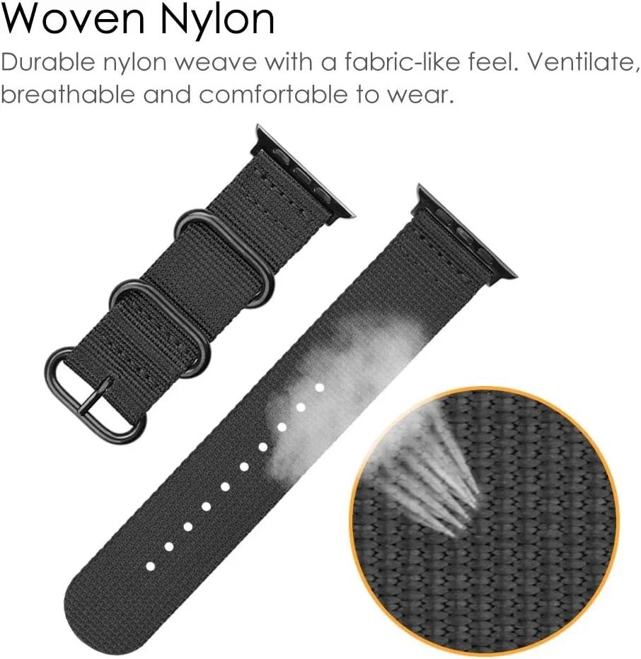 Нейлоновый ремешок для Apple Watch band Ultra 3/2/1 49мм 45мм 44мм 41мм 42мм 46мм Трехкольцевый браслет iWatch 11 10 9 8 7 6 5 4 Correa