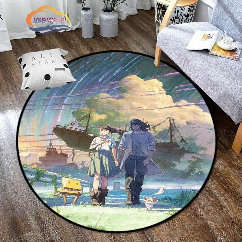 Круглый ковер с рисунком аниме Suzume, декоративный круглый коврик с 3D принтом для детей или девочек, коврик для спальни, гостиной