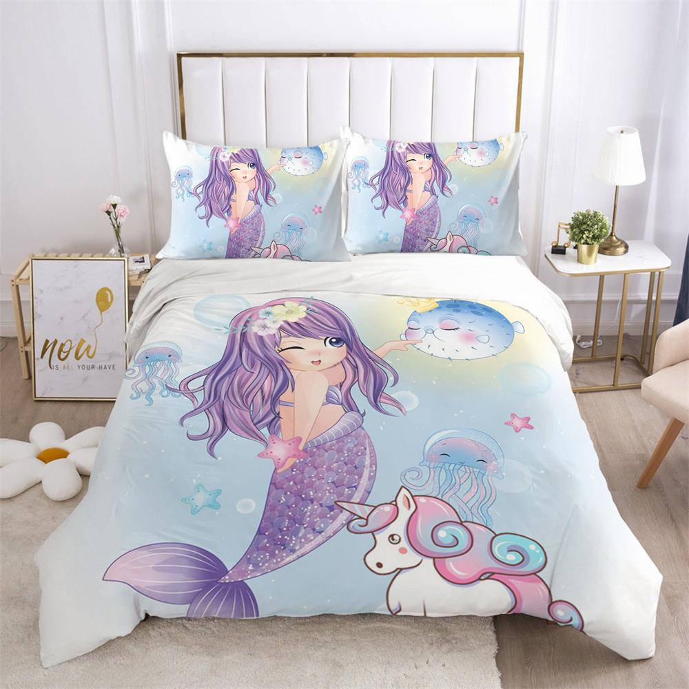 Комплект постельного белья с 3D принтом единорога, комплект постельного белья одного размера, высококачественный полиэстер, декор для детской спальни