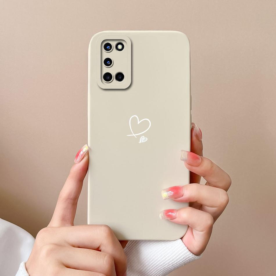 For Oppo A52 A72 A92 Case Butterfly Heart Simple Back Cover Soft Liquid Silicone Funda Camera Protection Anti Drop Phone Housing
