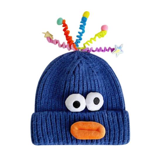 Мультяшная шерстяная шапка с выдвижными щупальцами, теплая вязаная шапочка для детей, головной убор с опорой для катания на лыжах