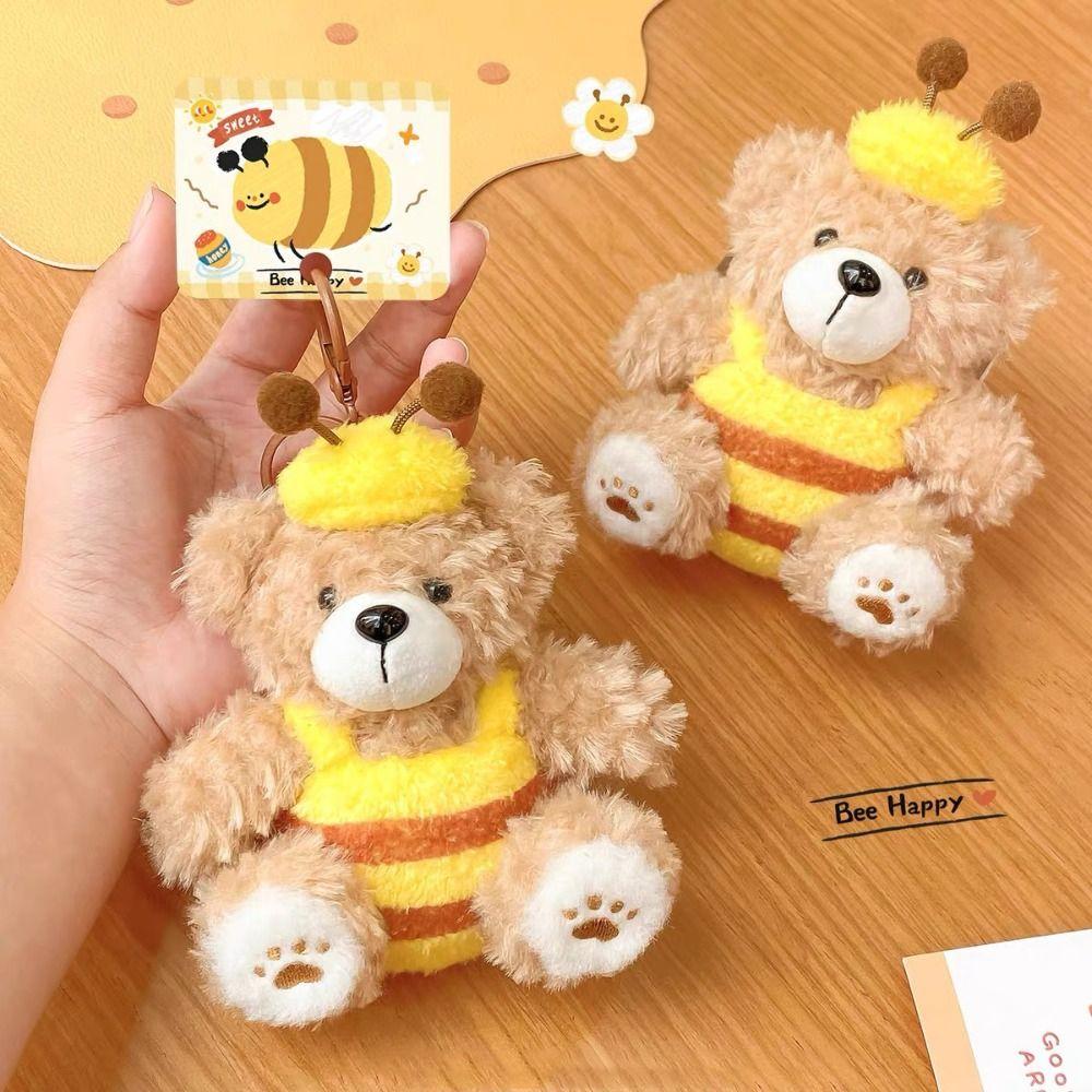 Animal Bee Bear Keychain Cute Doll Pendant Funny Plush Keyring  Gift