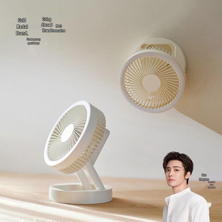 Olayks Foldable Portable Desktop Fan - Low Noise, Rechargeable, Wall-Mountable, Compact Design for Home or Office