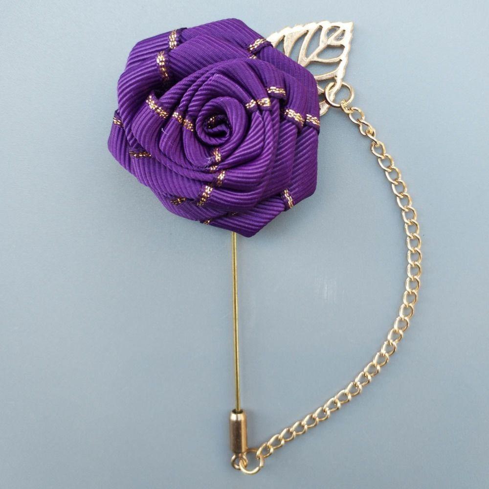 Brooch Personality Men Corsage Rose Collar Needle Cloth Floral Badge Leaf Lapel Decoration