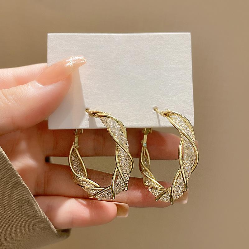 1 пара модных женских витых полых круглых универсальных простых сережек из нержавеющей стали ZPG