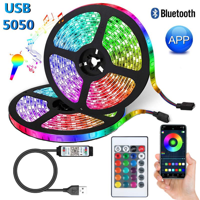 Светодиодная лента Цветная USB RGB Лента Bluetooth Светодиодная лента Декор спальни 5050 5м 10м 15м 20м 30м Светодиодная подсветка для телевизора