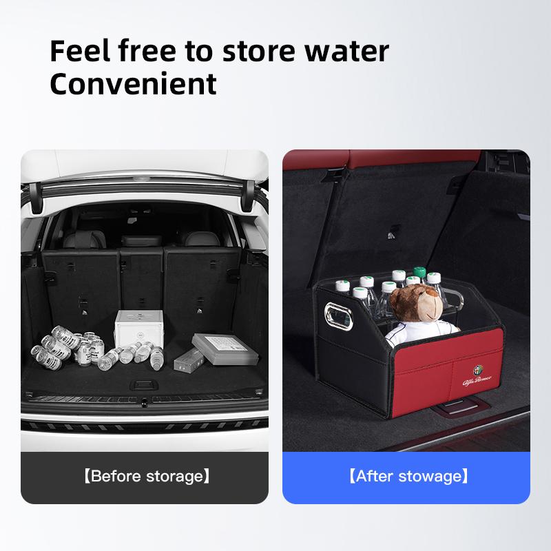 Leather Car Storage Box Trunk Folding Organized Case For Alfa Romeo Giulia Stelvio Giulietta 156 159 147 Mito Tonale Brera DiscoTM6
