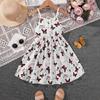 Girls Butterfly Leaves Full Print Sweet Princess Dress Summer Children Fashion Halter Dress