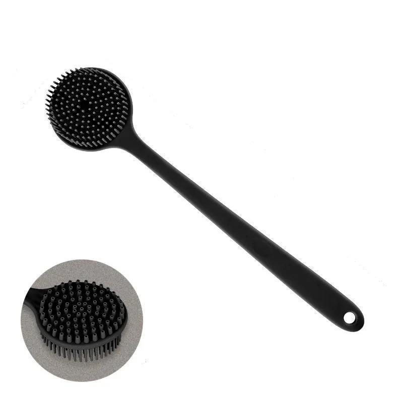 Silicone Long Handle Shower Brush Soft Haired Lazy Bath Tools Back Scrubber Sponge Exfoliating Skin Massager Bathroom Tools