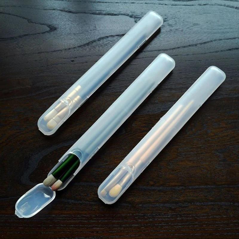 Портативный ящик для хранения кистей для макияжа, карандаш для бровей, столовые приборы, палочки для еды, прозрачный с крышкой, органайзер, чехол для косметических инструментов