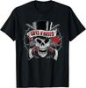 Guns N' Roses Футболка с изображением Шляпы-цилиндра, Черепа и Роз Футболка