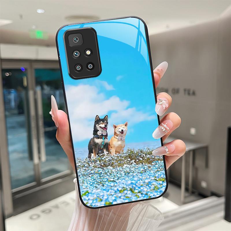 For Xiaomi Redmi 10 Prime 2022 Phone Case Tempered Glass Hard Shell flower Cute cats Coque For Redmi10 10Prime 2022 Back Cover