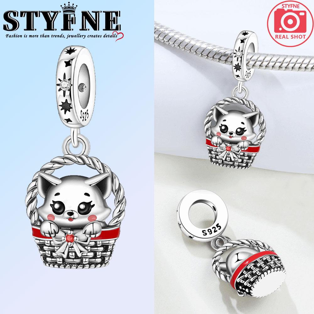 Original Copper Charms Beads Easter Egg Basket Christmas Socks Kitten Pendant Fit Bracelet Charm Women Jewelry Gift