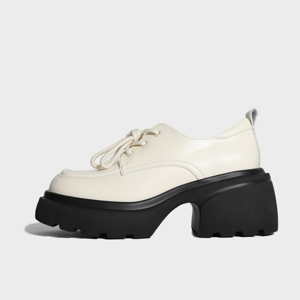 Весна 2025 новая модная цветовая платформа маленькие кожаные туфли женские британский стиль шнуровка спереди однотонные лоферы женская обувь Хуэйчжоу