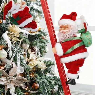 Электрическая Альпинистская Лестница Санта Клаус Музыкальная Кукла Рождественское Украшение Декор для Дома Елки Подвеска Новогодний Подарок