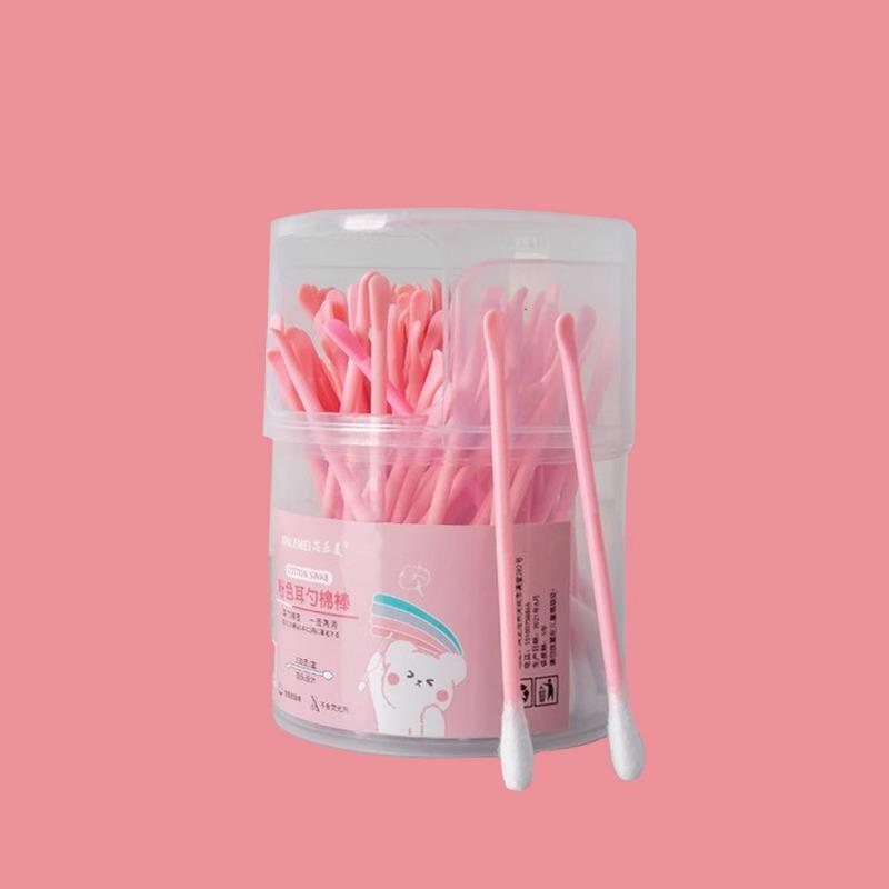 Dual-Use Ear & Makeup Swab: Two-in-One Cotton Ear Pick with Small Head, Double-Headed for Adults