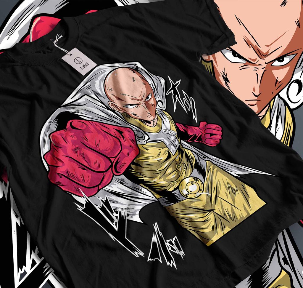 SAITAMA One Punch Man T-Shirt Mens Womens Tees Top Horror Anime Manga Gifts Black Shirt All Size 095