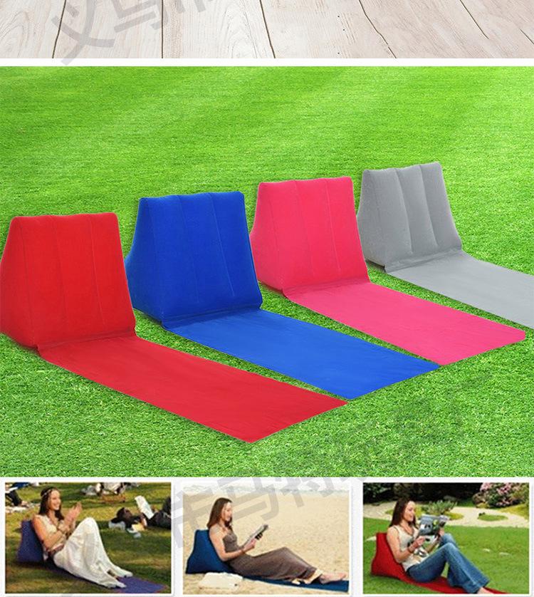 Inflatable Triangular Back Cushion Pillow - PVC Flocking Beach Mat