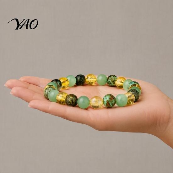 Meaningful Gift for Women Handmade Natural Stone Stretch Bracelet, Adjustable Elastic Healing Faux Positive Energy Meditation Accessory Crystal